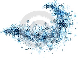 Winter background with blue snowflakes.