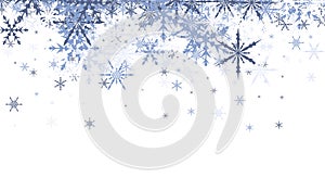 Winter background with blue snowflakes.