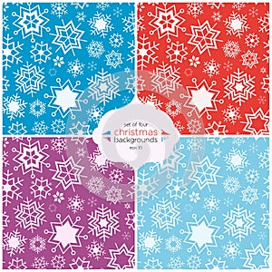 Winter background in four colors. Seamless vector pattern.