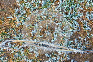 Winter background of ice crystals, icy background