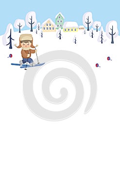 Winter background with little boy