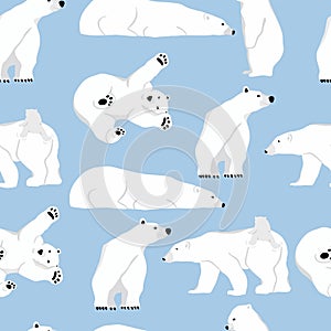 Winter background with polar bear,tree.Vector illustration seamless pattern for background,wallpaper,frabic.Editable element