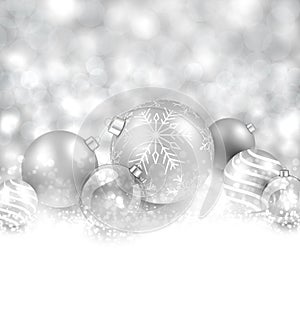 Winter background with silver christmas balls.