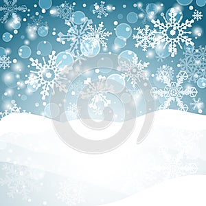 Winter background with snow. Christmas snow banner.