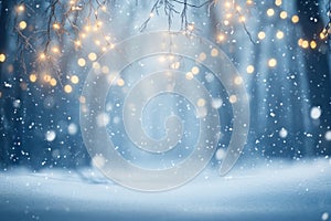 Winter background winter snow lights.