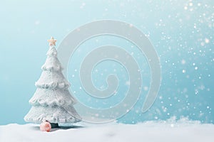 Winter background with snow tree and christmas decorations. xmas backgrounding .