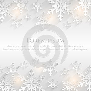 Winter background with snowflakes. Flat vector card.