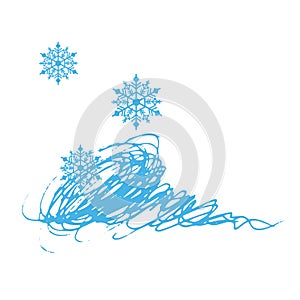 Winter background with snowflakes for greeting card or invitation. Merry Christmas and Happy New Year design element. Vector