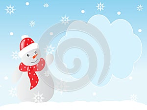 Winter background with a snowman for writing text