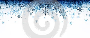 Winter banner with blue snowflakes.