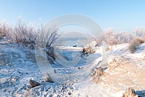 Winter beach of Baltic sea