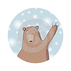 Winter bear. Chrismas card.