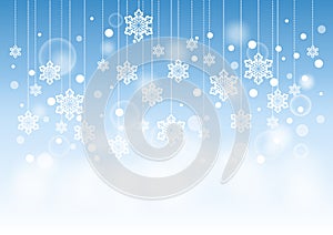 Winter Beautiful Background with Snow Flakes Hanging Pattern