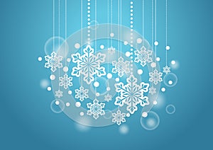 Winter Beautiful Background with Snow Flakes Hanging Pattern