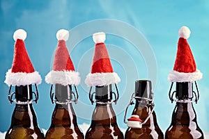 Winter beer bottle merry christmas party