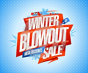 Winter blowout sale, mega discounts, banner design