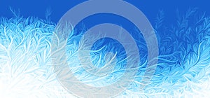 Winter blue curly ice frost christmas background. Vector illustration