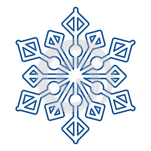 Winter Blue Fluffy Snowflake Thin Stroked Icon