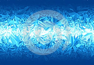 Winter blue frost pattern on white background photo