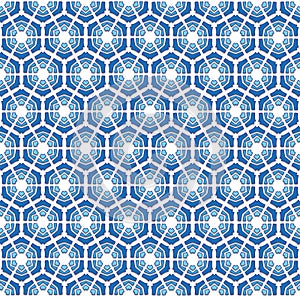 Winter blue hexagonal snowflakes pattern