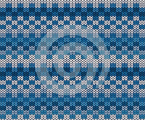 Winter blue knitted pattern, vector