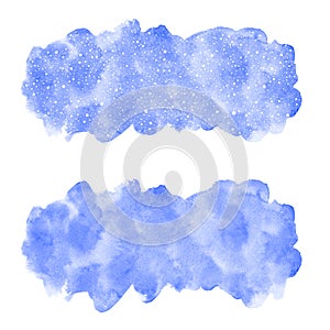 Winter blue watercolor background, dot snowflakes banner