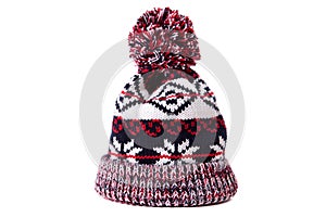 Winter bobble ski hat warm wool isolated