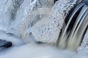 Winter Bond Falls Cascade Framed by Ice