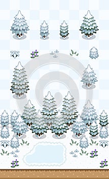 Winter Boreal Forest Plants Set
