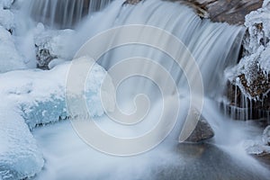 Winter, Boulder Creek Cascade Framed by Blue Ice