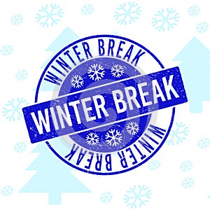 Winter Break Grunge Round Stamp Seal for Xmas