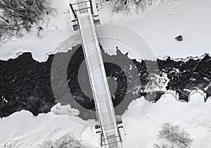 Winter bridge road landscape - Aerial view