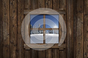 Winter Cabin Window photo