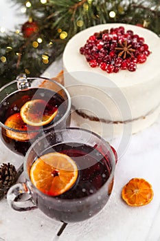 Winter cake decorated with berries