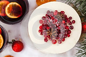 Winter cake decorated with berries