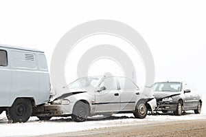 Winter car crash accident