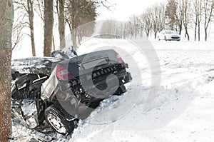 Winter car crash accident