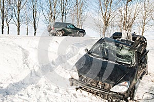 Winter car crash accident