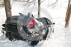 Winter car crash accident