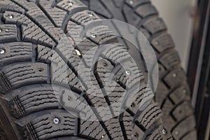 Winter car tires with metal spikes used