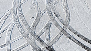 Winter car tires tracks