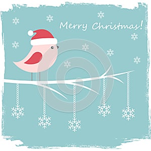 Winter card with cute bird