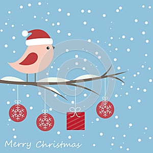 Winter card with cute bird