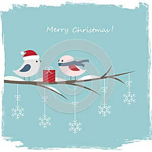 Winter card with cute birds
