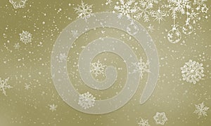 Winter card falling snowflakes background baubles