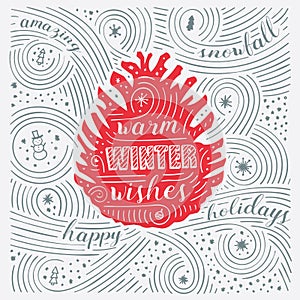 Winter Card. The Lettering - Warm Winter Wishes. New Year / Christmas Design.