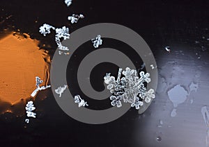 Winter card, photo real snowflakes