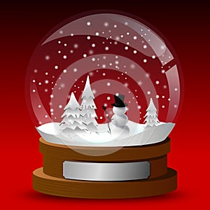 Winter card snow globe