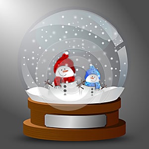 Winter card snow globe