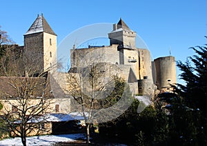 Winter at Castelnaud Castle in Dordogne France